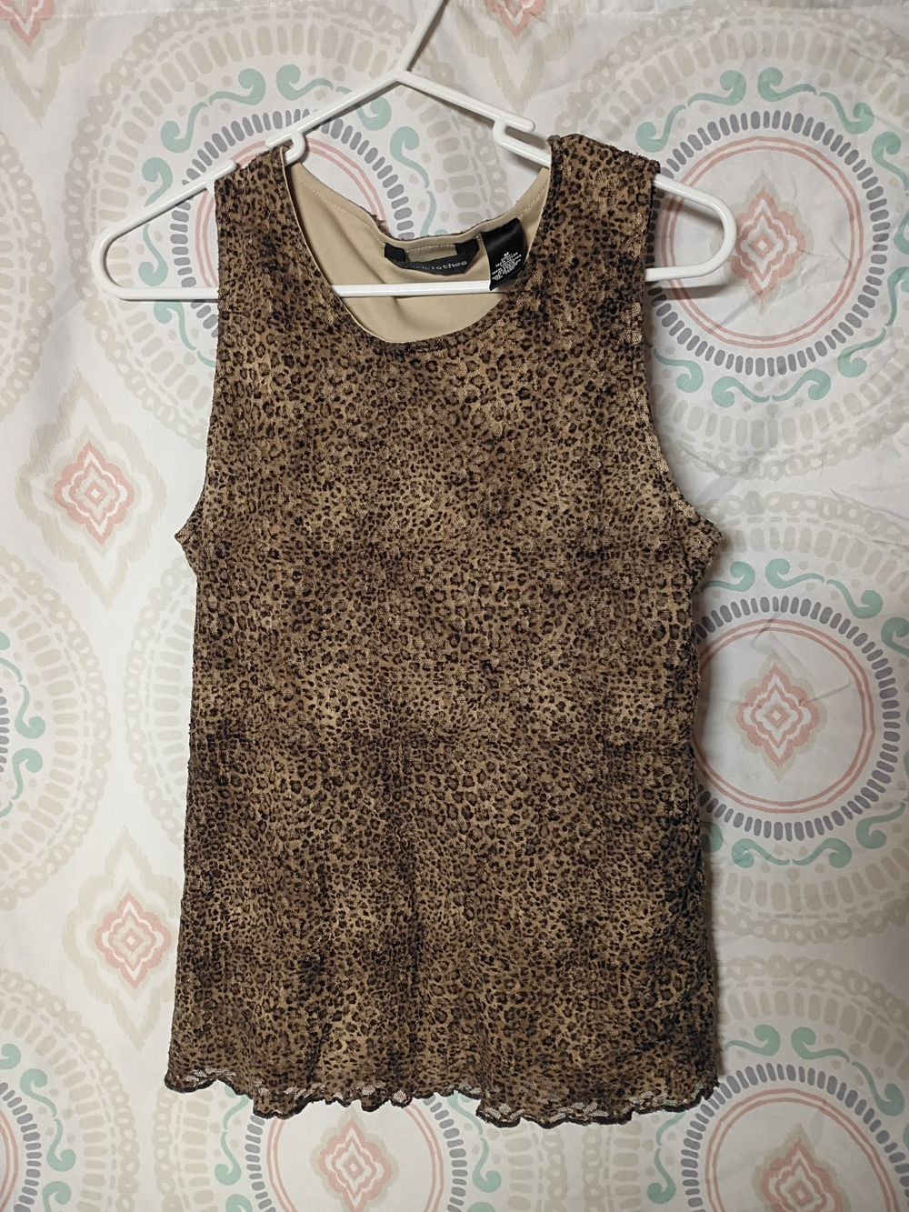 VINTAGE!! Sleeveless Leopard-Print Tank Top - Brown/Tan